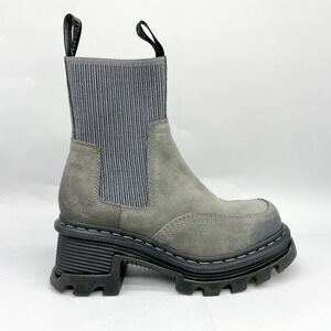 Dr Doc Martens Womens 8 Corran Chelsea Boots Grey Suede Platform Chunky Heel